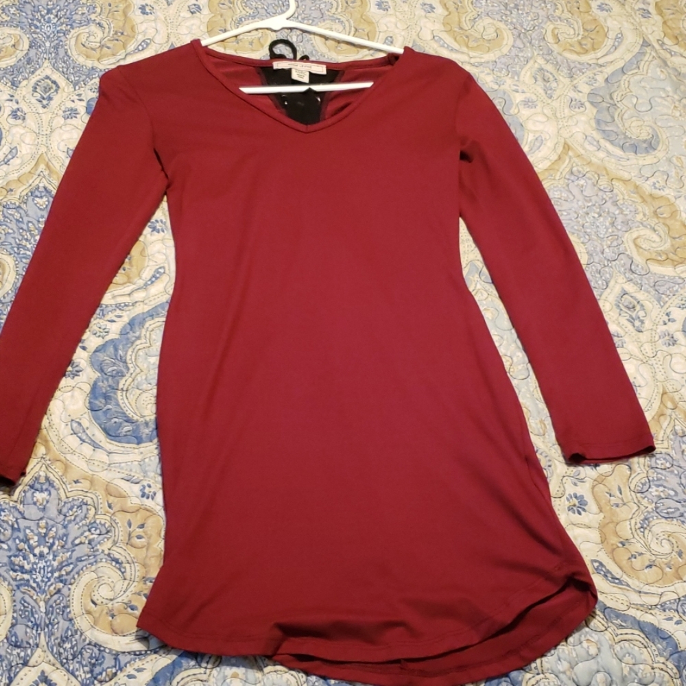 Red Long Sleeve Blouse XS